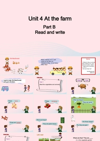 2020春四年级英语下册 Unit 4 At the farm B Read and write课件+素材 人教PEP版