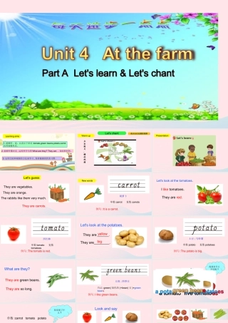 2020春四年级英语下册 Unit 4 At the farm Part A Let's learn Let's chant课件+素材 人教PEP版