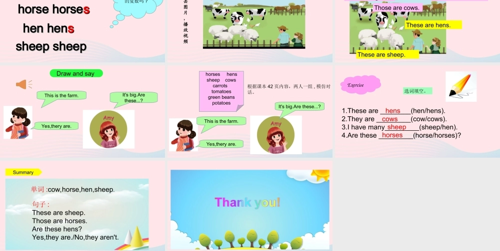 2020春四年级英语下册 Unit 4 At the farm Part B Let's learn Draw and say课件+素材 人教PEP版