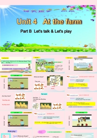 2020春四年级英语下册 Unit 4 At the farm Part B Let's talk Let's play课件+素材 人教PEP版