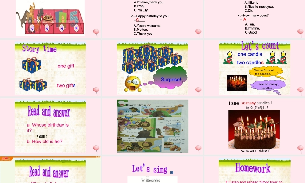 2019秋三年级英语上册 Unit 6 Happy birthday B Start to read教学课件（附教学思路） 人教PEP版