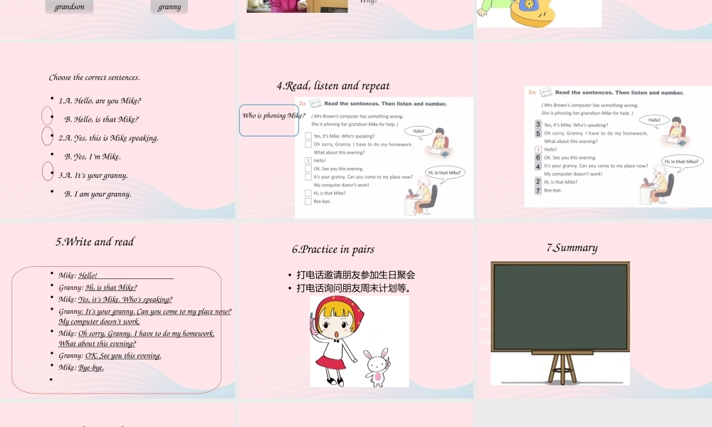2020春五年级英语下册 Unit 1 A phone call第2课时课件+素材 剑桥版