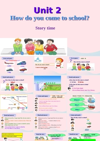 2020春五年级英语下册 Unit 2 How do you come to school第1课时课件+素材 （新版）牛津译林版
