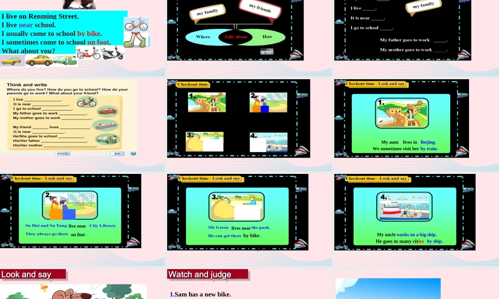 2020春五年级英语下册 Unit 2 How do you come to school第4课时课件+素材 （新版）牛津译林版