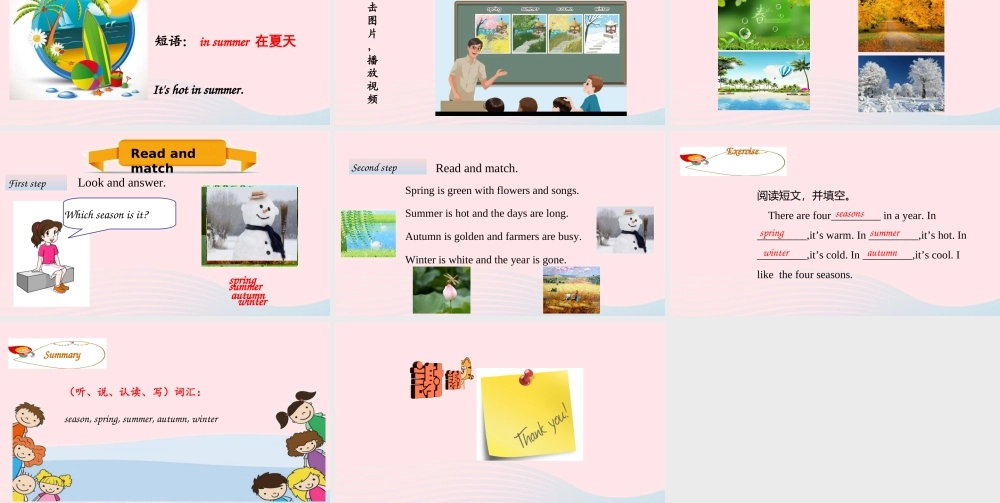 2020春五年级英语下册 Unit 2 My favourite season Part A Let's learn Read and match课件+素材 人教PEP版