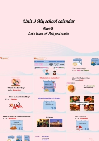 2020春五年级英语下册 Unit 3 My school calendar B Let's learn Ask and write课件（含教学思路） 人教PEP版