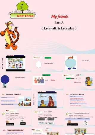 2019秋四年级英语上册 Unit 3 My friends Part A Let's talk Let's play课件+素材 人教PEP版