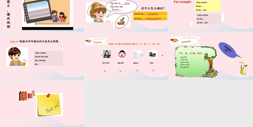 2019秋四年级英语上册 Unit 3 My friends Part B Let's learn Say and draw课件+素材 人教PEP版