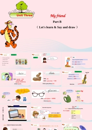 2019秋四年级英语上册 Unit 3 My friends Part B Let's learn Say and draw课件+素材 人教PEP版