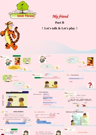 2019秋四年级英语上册 Unit 3 My friends Part B Let's talk Let's play课件+素材 人教PEP版
