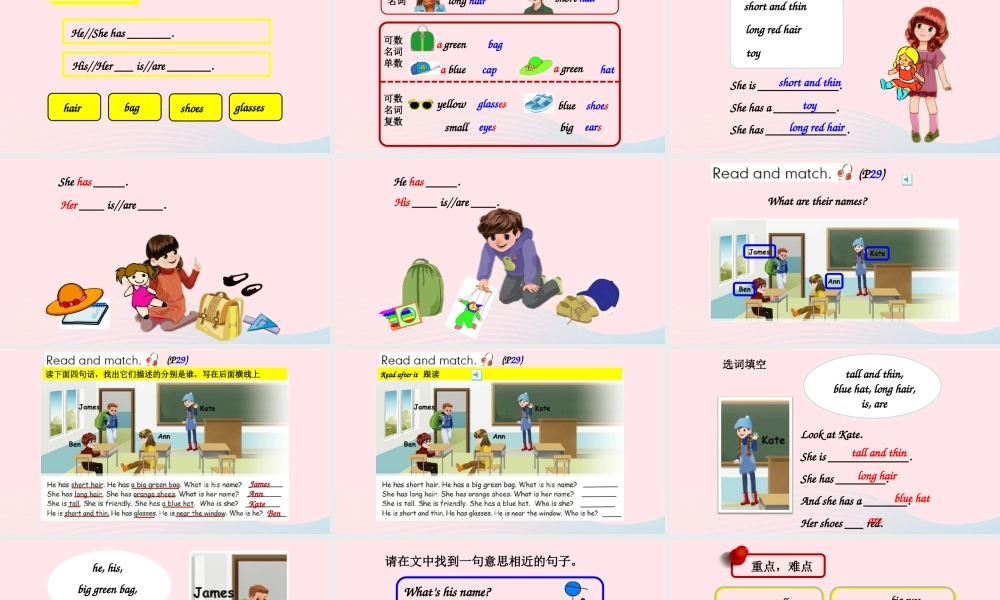 2019秋四年级英语上册 Unit 3 My friends Part B Read and write教学课件（附教学思路） 人教PEP版