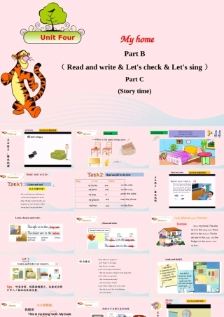 2019秋四年级英语上册 Unit 4 My home Part B Read and write Let's check Let's sing Part C Story time课件+