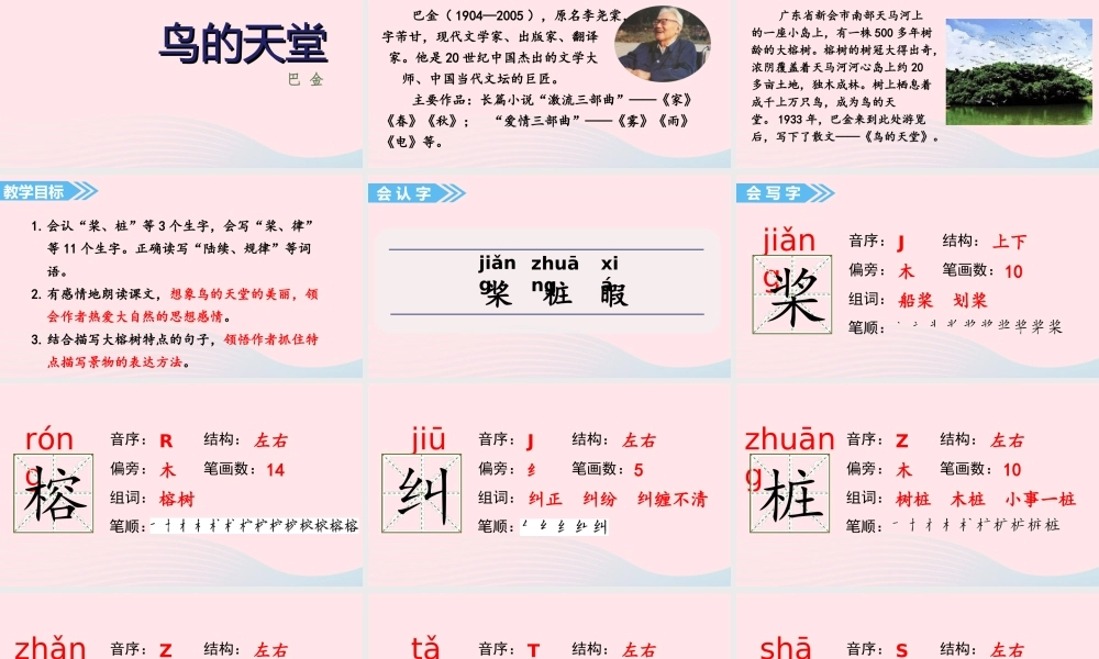 2019秋五年级语文上册 第七单元 23《鸟的天堂》课件