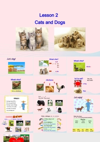 2020春三年级英语下册 Unit 1 Animals on the farm Lesson 2 Cats and Dogs课件+素材 冀教版（三起）