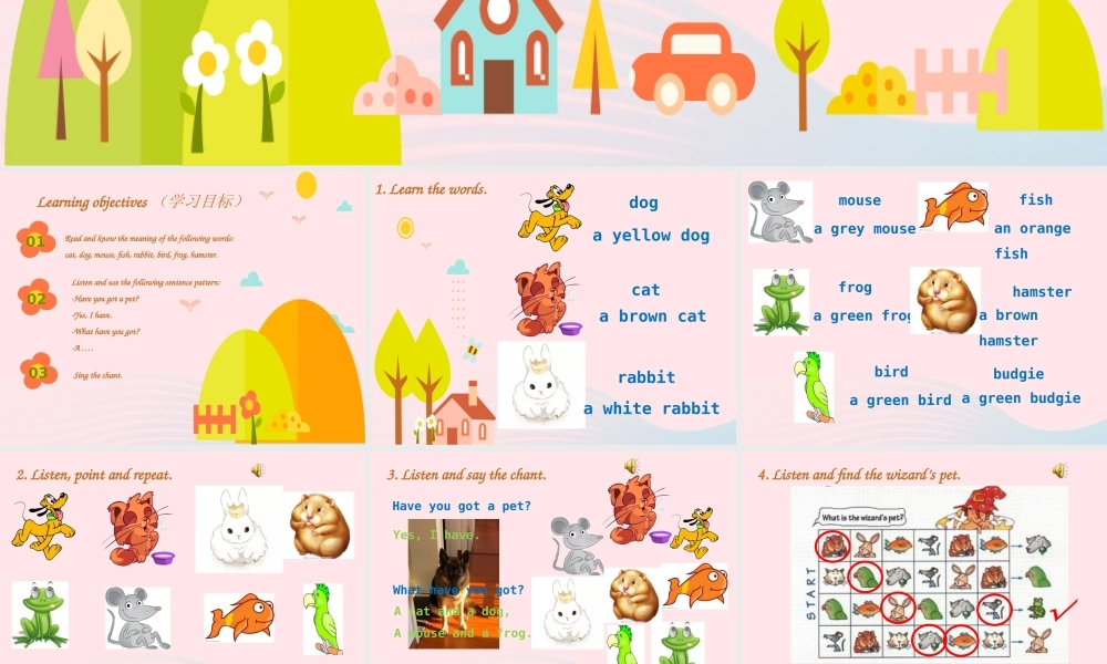 2020春三年级英语下册 Unit 1 Pets（1-3b）课件+素材 剑桥版