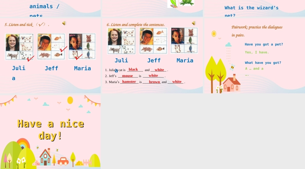 2020春三年级英语下册 Unit 1 Pets（1-3b）课件+素材 剑桥版