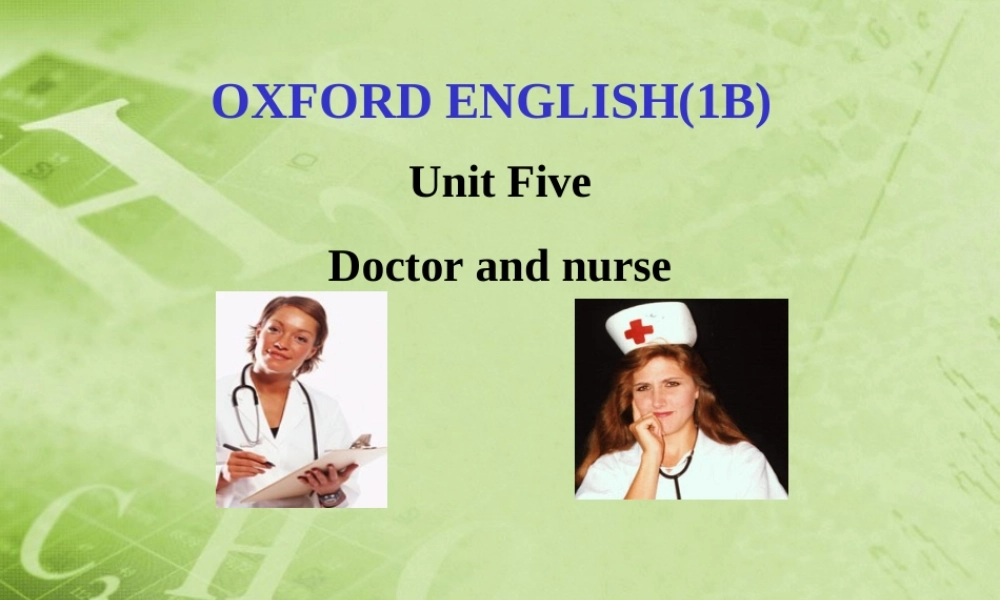 一年级英语下册 Unit 5(9)课件 沪教牛津版