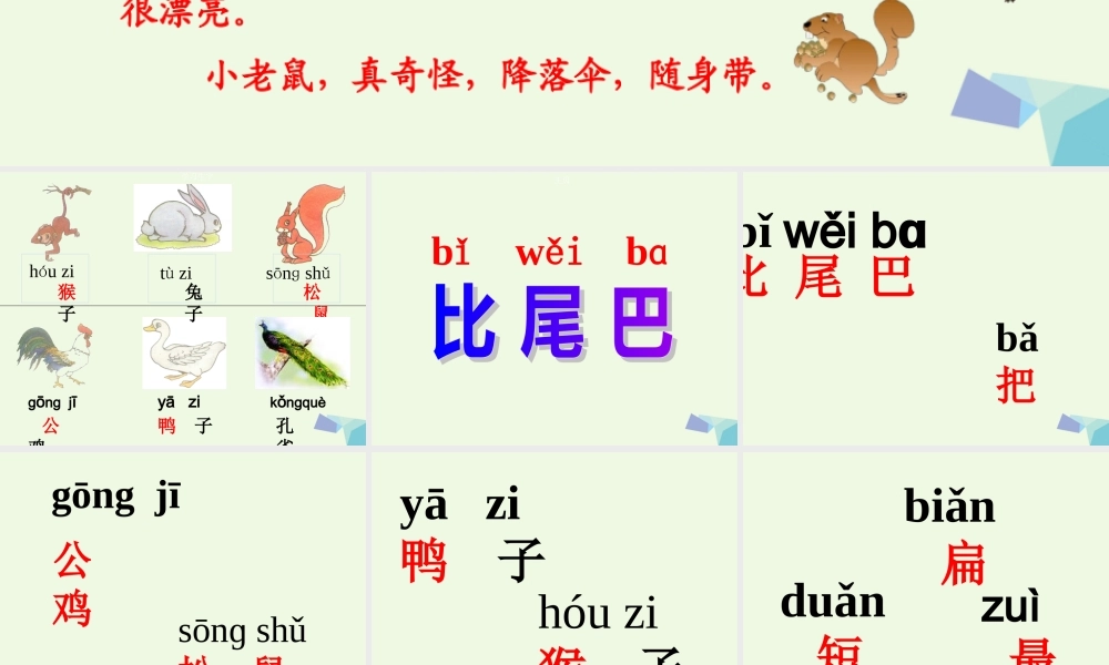 一年级语文上册 比尾巴课件1 鲁教版-鲁教版小学一年级上册语文课件