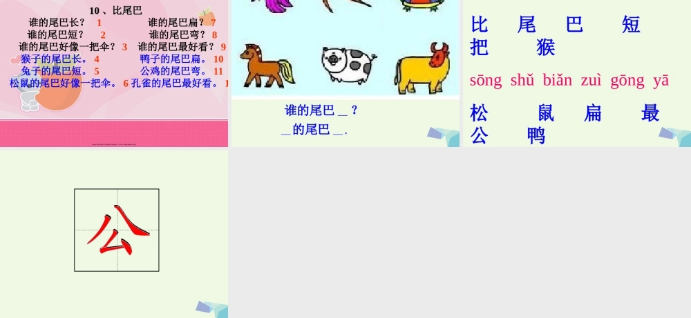 一年级语文上册 比尾巴课件3 鲁教版-鲁教版小学一年级上册语文课件