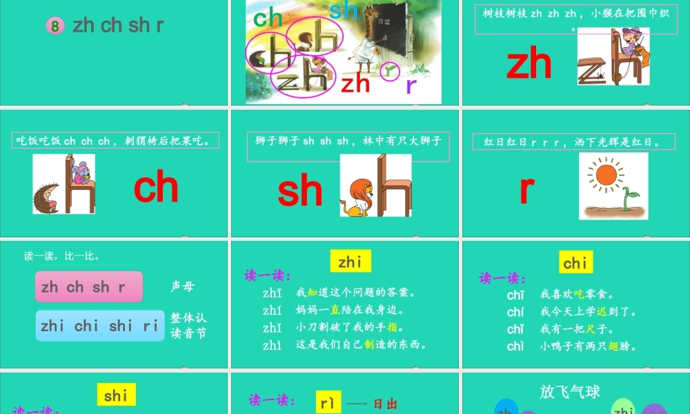 一年级语文上册 汉语拼音 8 zh ch sh r课件1 新人教版-新人教版小学一年级上册语文课件