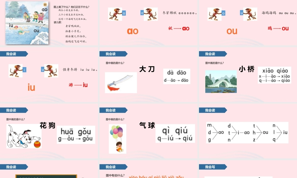 一年级语文上册 汉语拼音 11 ao ou iu课件 苏教版-苏教版小学一年级上册语文课件