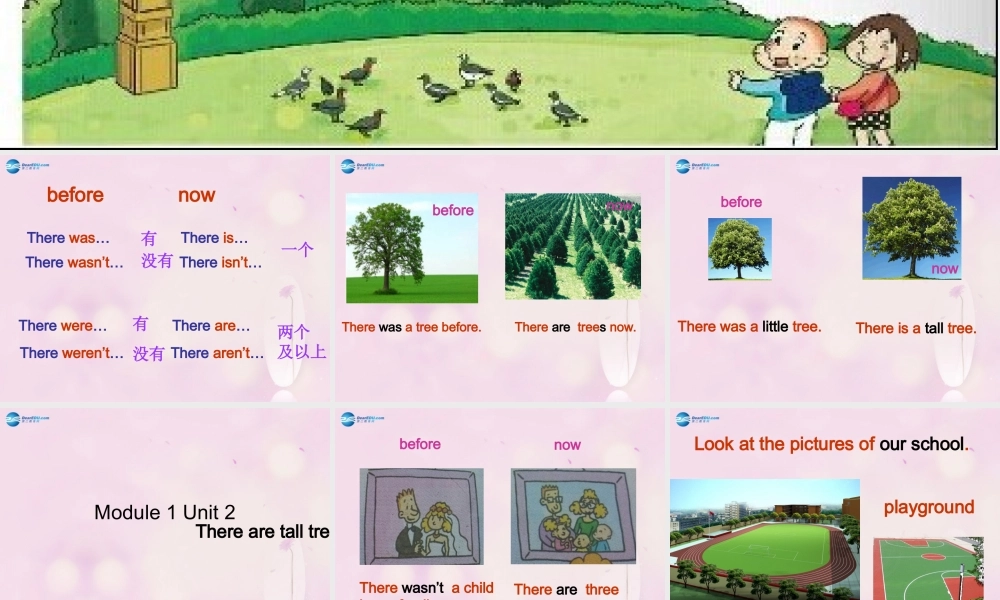 2014秋五年级英语上册 Module 1 Unit 2 There are tall trees now课件4 外研版（一起）