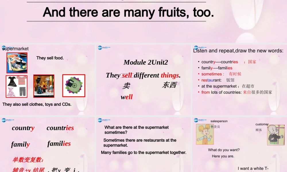 2014秋五年级英语上册 Module 2 Unit 2 They sell different things课件3 外研版（一起）