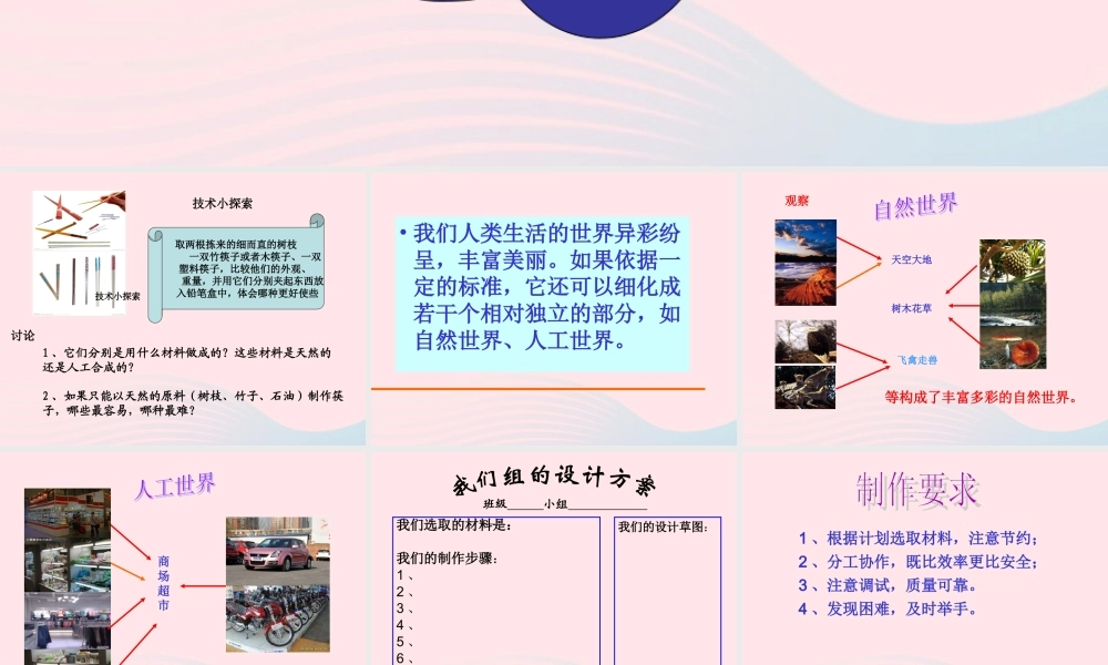 一年级科学上册 第10课《自然世界与人工世界》课件 苏教版-苏教版小学一年级上册自然科学课件