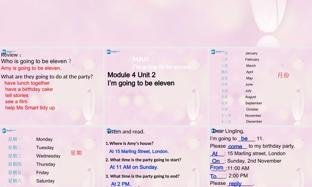 2014秋五年级英语上册 Module 4 Unit 2 I’m going to be eleven课件1 外研版（一起）