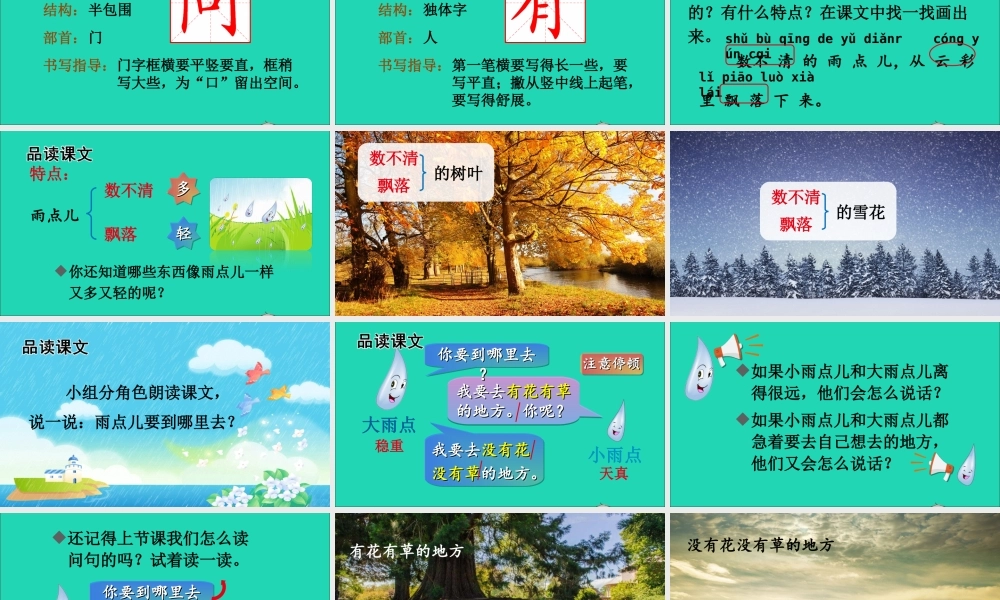 一年级语文上册 课文 雨点儿课件+素材 新人教版