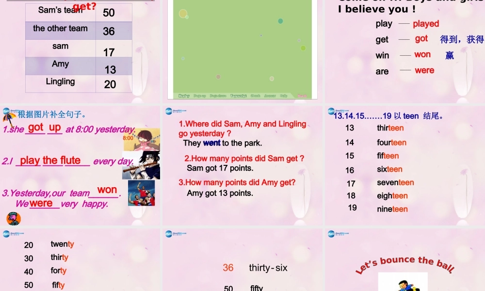 2014秋五年级英语上册 Module 6 Unit 2 They got seventy points课件1 外研版（一起）