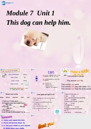 2014秋五年级英语上册 Module 7 Unit 1 This dog can help him课件1 外研版（一起）