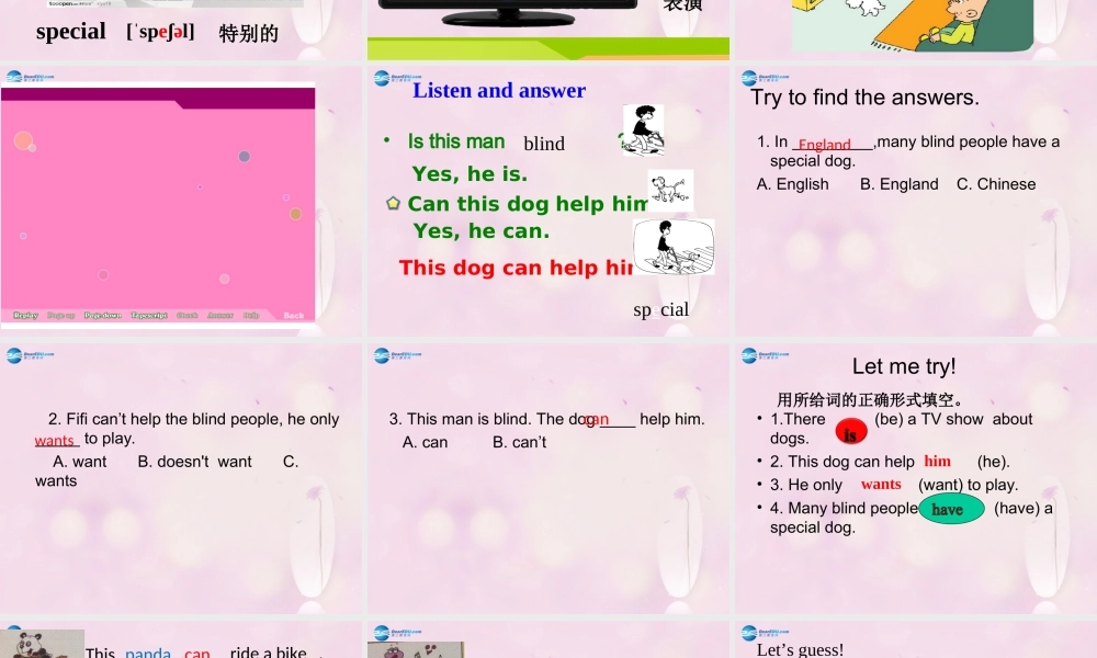 2014秋五年级英语上册 Module 7 Unit 1 This dog can help him课件3 外研版（一起）