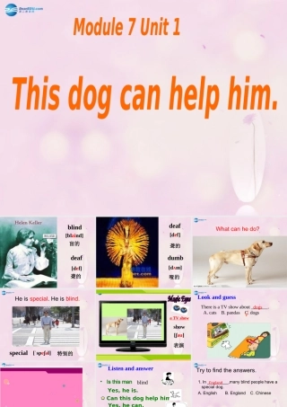 2014秋五年级英语上册 Module 7 Unit 1 This dog can help him课件3 外研版（一起）