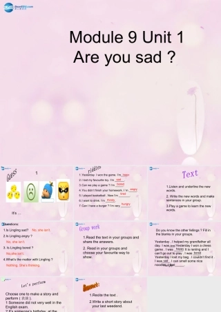 2014秋五年级英语上册 Module 9 Unit 1 Are you sad课件 外研版（一起）