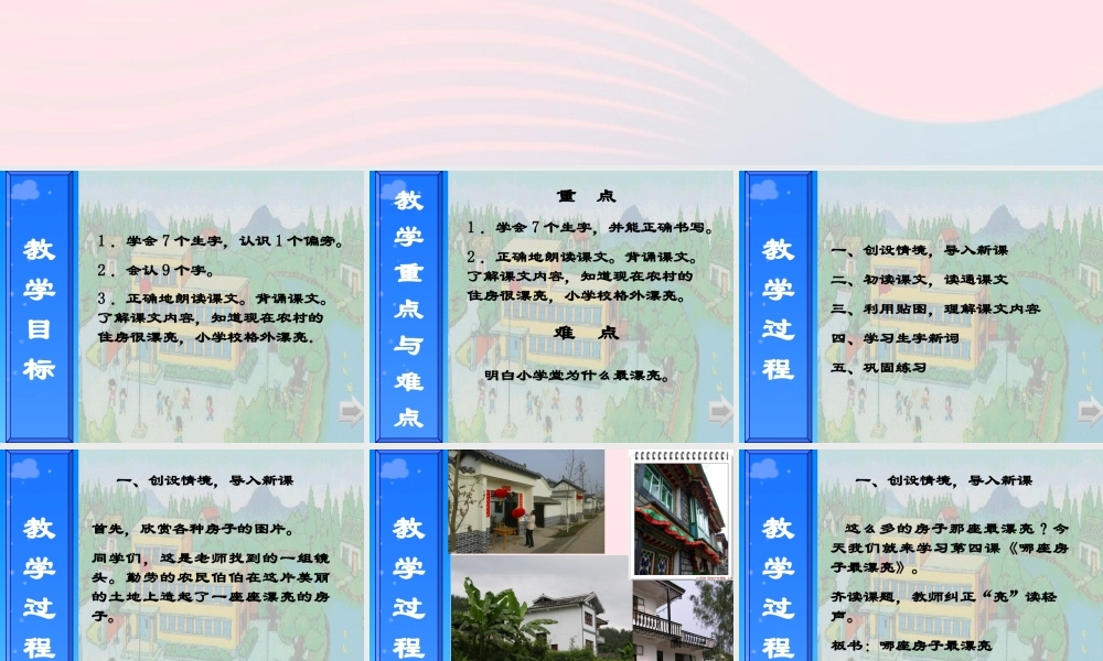 一年级语文上册 课文部分 第二单元 4《哪座房子最漂亮》课件1 鲁教版-鲁教版小学一年级上册语文课件