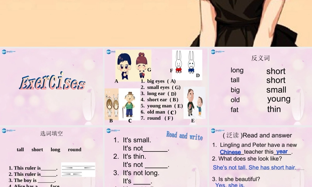 2014秋五年级英语上册 Unit 1 What does she look like课件4 湘少版