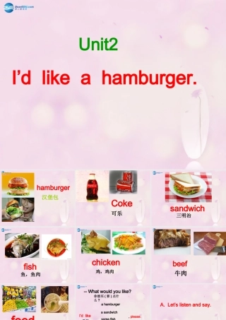 2014秋五年级英语上册 Unit 2 I’d like a hamburger课件3 湘少版