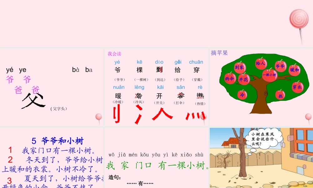 一年级语文上册 课文部分 第二单元 5《爷爷和小树》教学课件 鲁教版-鲁教版小学一年级上册语文课件