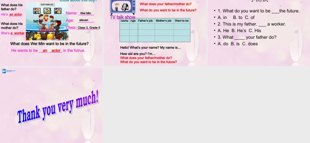 2014秋五年级英语上册 Unit 3 My father is a writer课件1 人教版（精通）