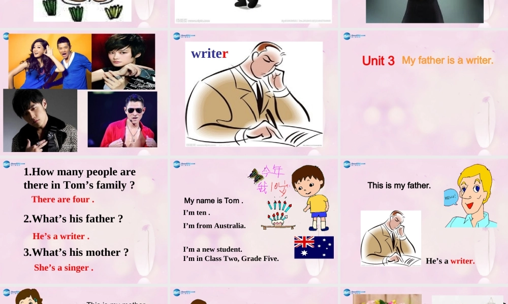 2014秋五年级英语上册 Unit 3 My father is a writer课件2 人教版（精通）