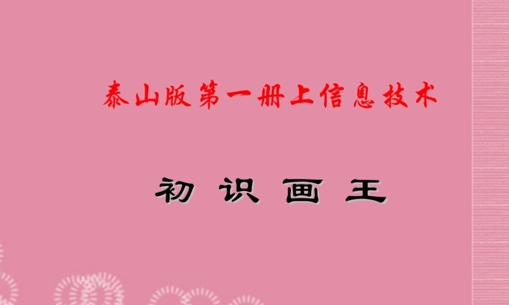 一年级信息技术上册 初识画王 1课件 泰山版
