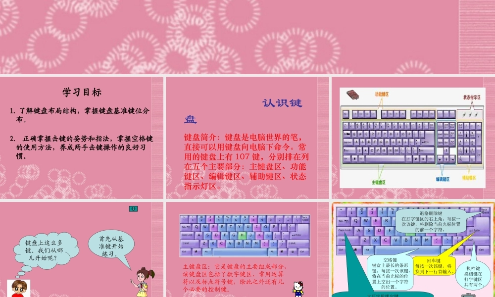 一年级信息技术上册 基准键位练习课件 泰山版