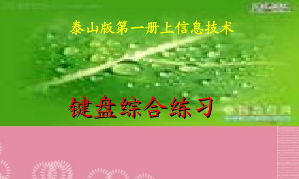 一年级信息技术上册 键盘综合练习课件 泰山版