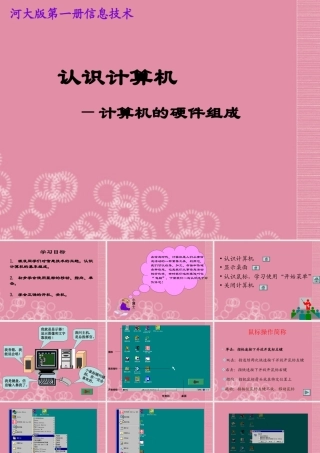 一年级信息技术上册 认识计算机—计算机的硬件组成课件 河大版