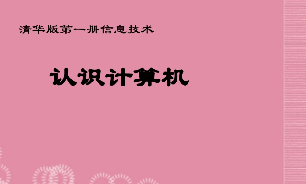 一年级信息技术上册 认识计算机课件 清华版