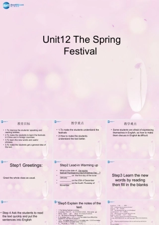 2014秋五年级英语上册 Unit 12 The Spring Festival课件1 湘少版