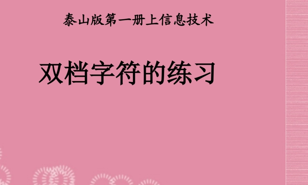 一年级信息技术上册 双档字符的练习课件 泰山版
