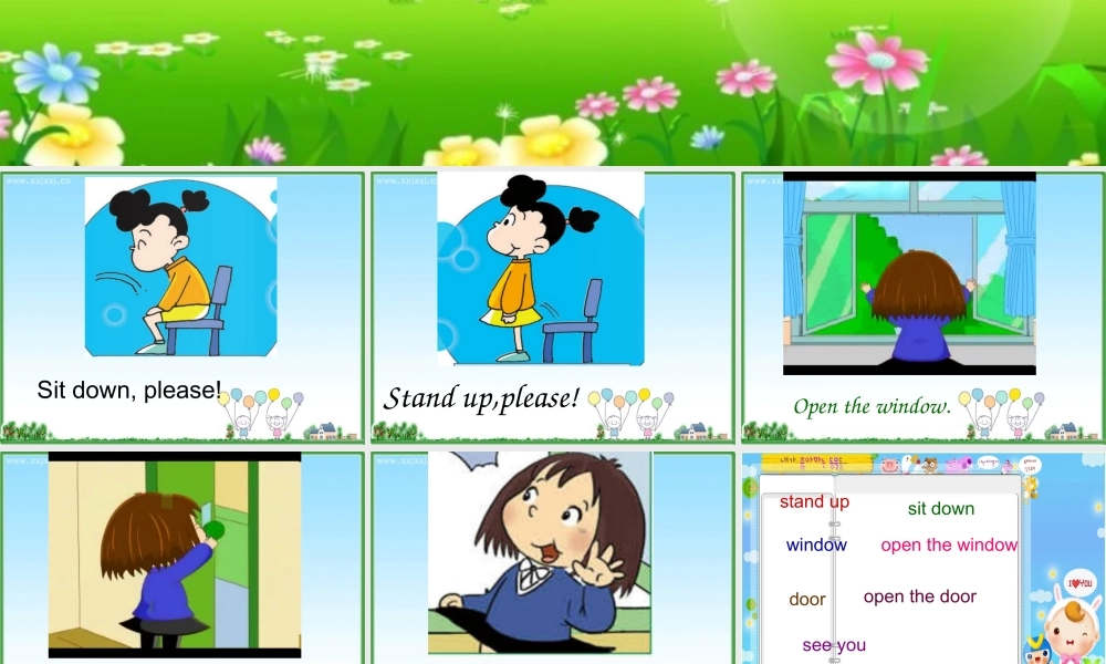 一年级英语上册 Module 3 Unit 1 Sit down课件4 外研版（一起）-外研版小学一年级上册英语课件