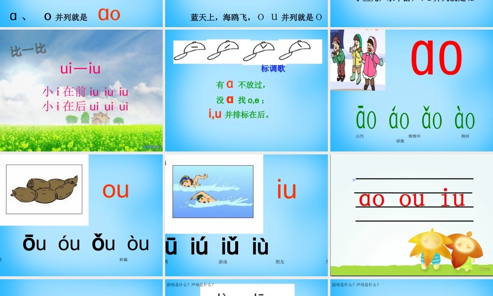 一年级语文上册《ao ou iu》课件1 苏教版-苏教版小学一年级上册语文课件